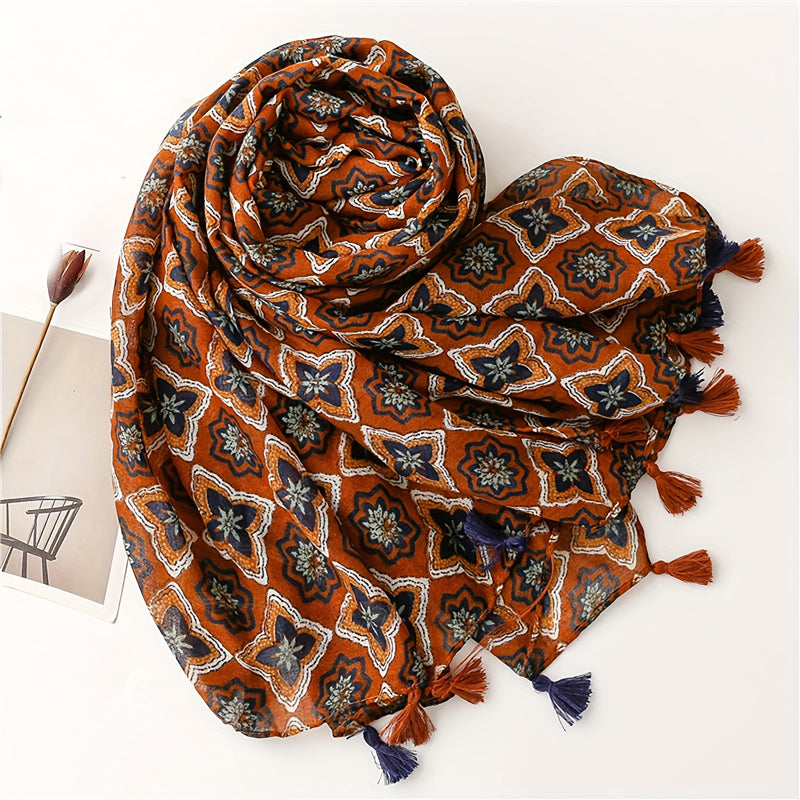 Vintage Sjaal Met Etnische Print