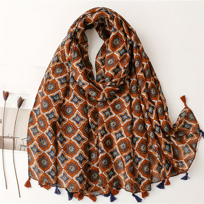 Vintage Sjaal Met Etnische Print